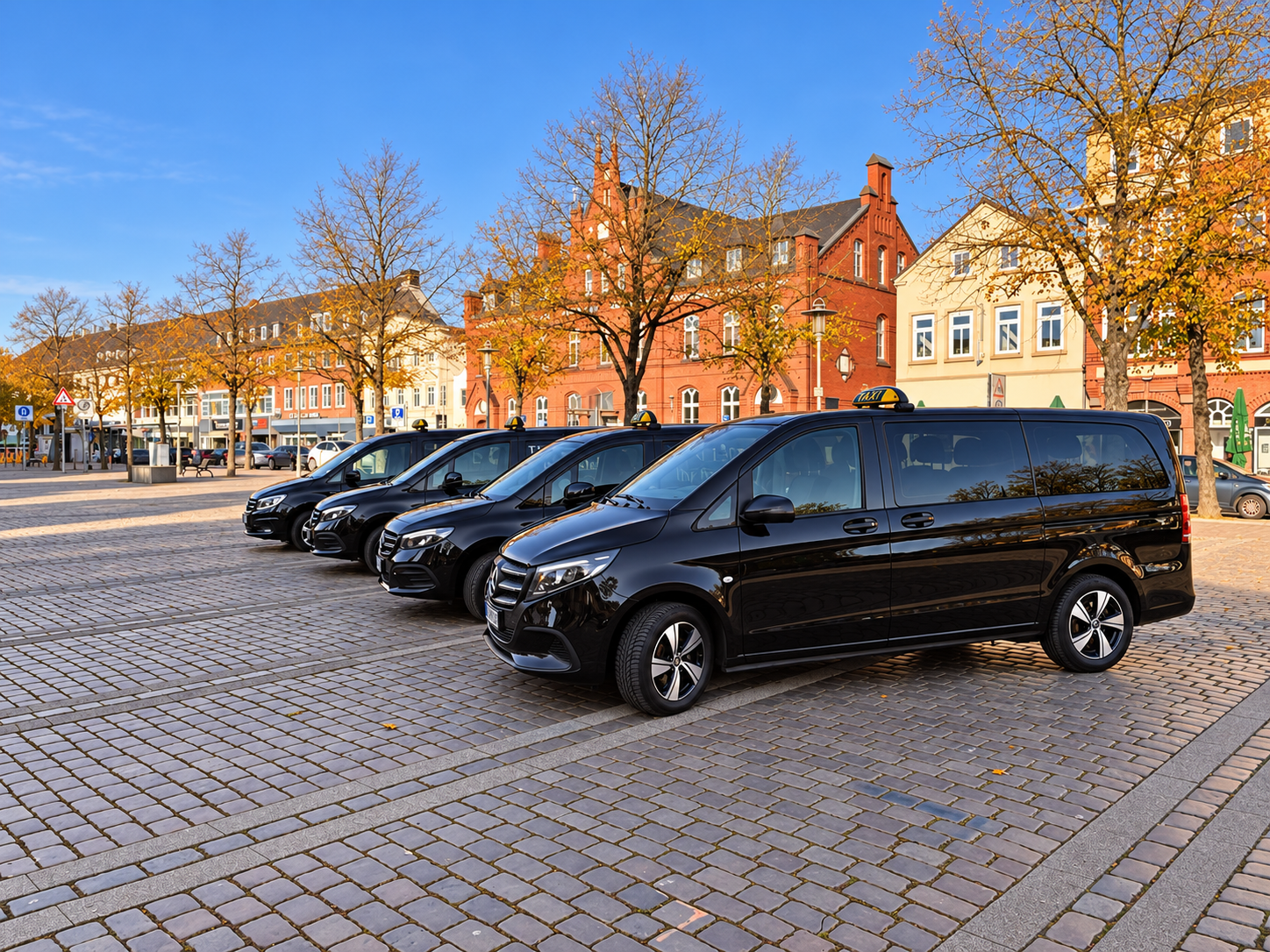 Taxi vehicles in Neumünster, edited photograph